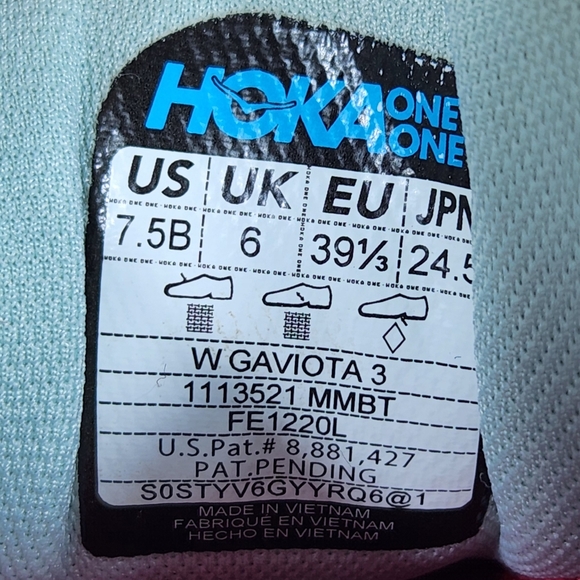 Hoka One One "Gaviota 3" Athletic Running Shoe Light Blue | Women's Size 7.5B - Picture 10 of 14